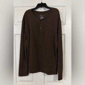 Studio II Brown Long Sleeve Cotton Blend  Henley T-Shirt Men's Medium Warm